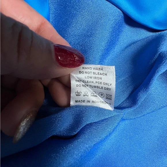 Chic Blue Satin Midi Dress - Picture 12 of 12